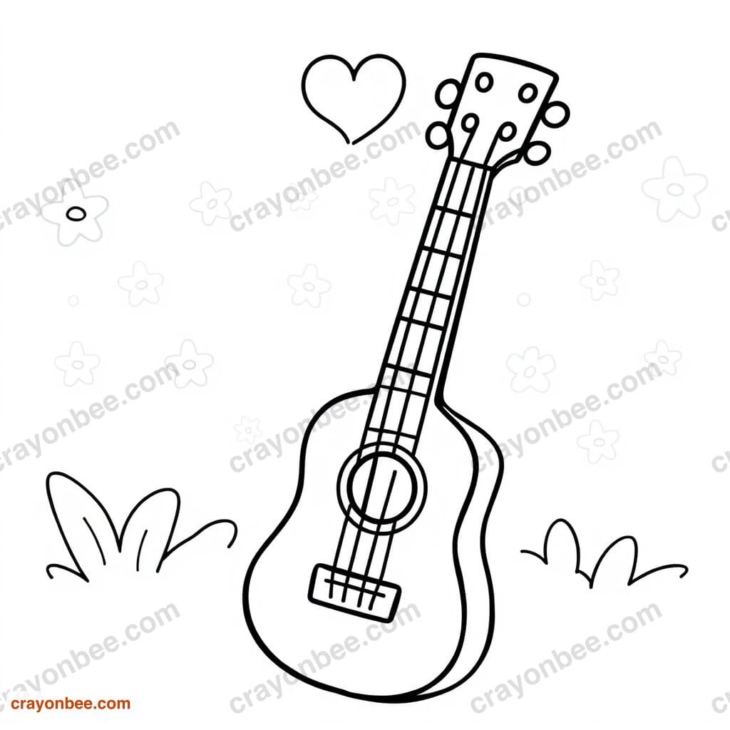 Ukulele Coloring Page — Free Printable PDF
