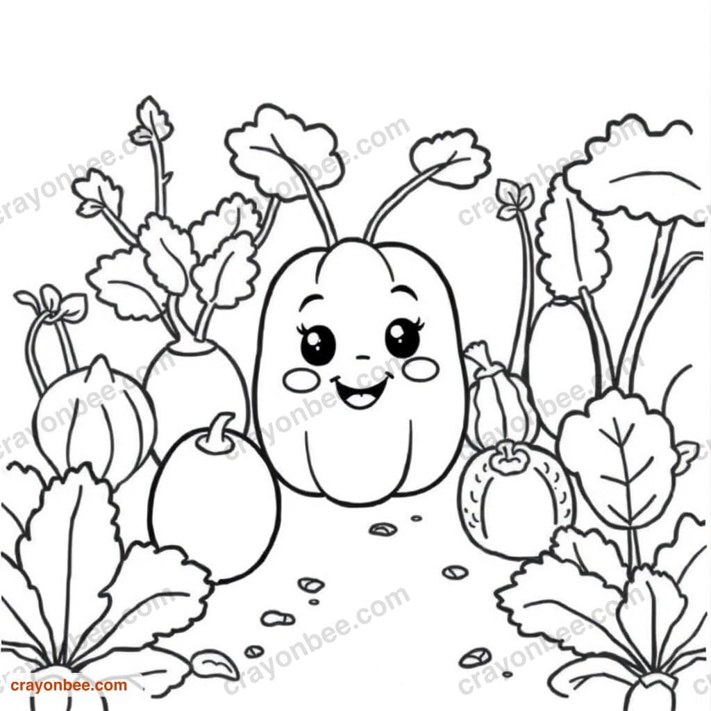 Vegetable Garden Coloring Page — Free Printable PDF