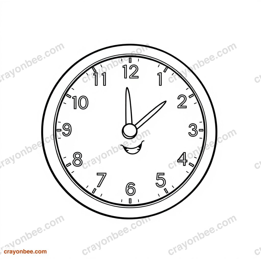 Wall Clock Coloring Page — Free Printable PDF