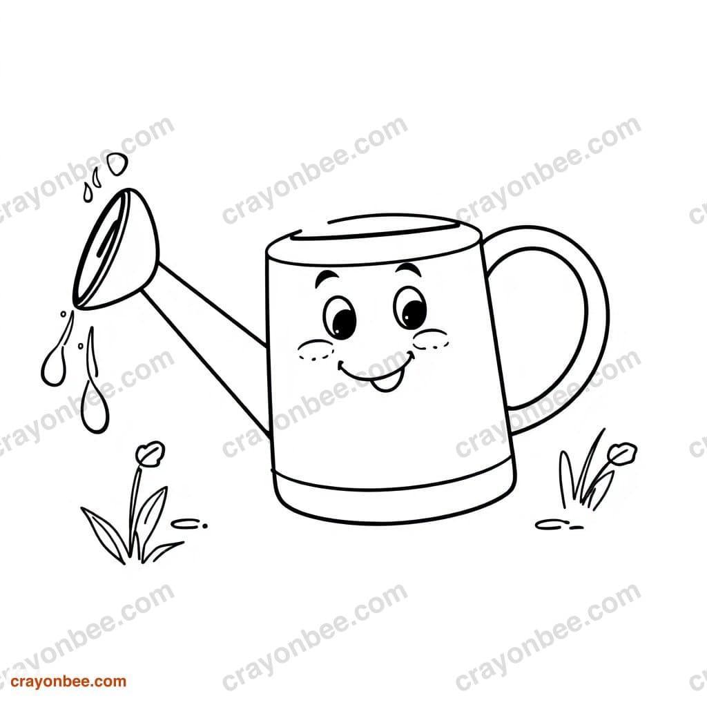 Watering Can Coloring Page — Free Printable PDF