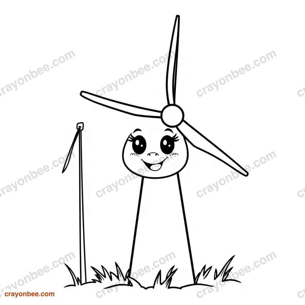 Wind Turbine Coloring Page — Free Printable PDF