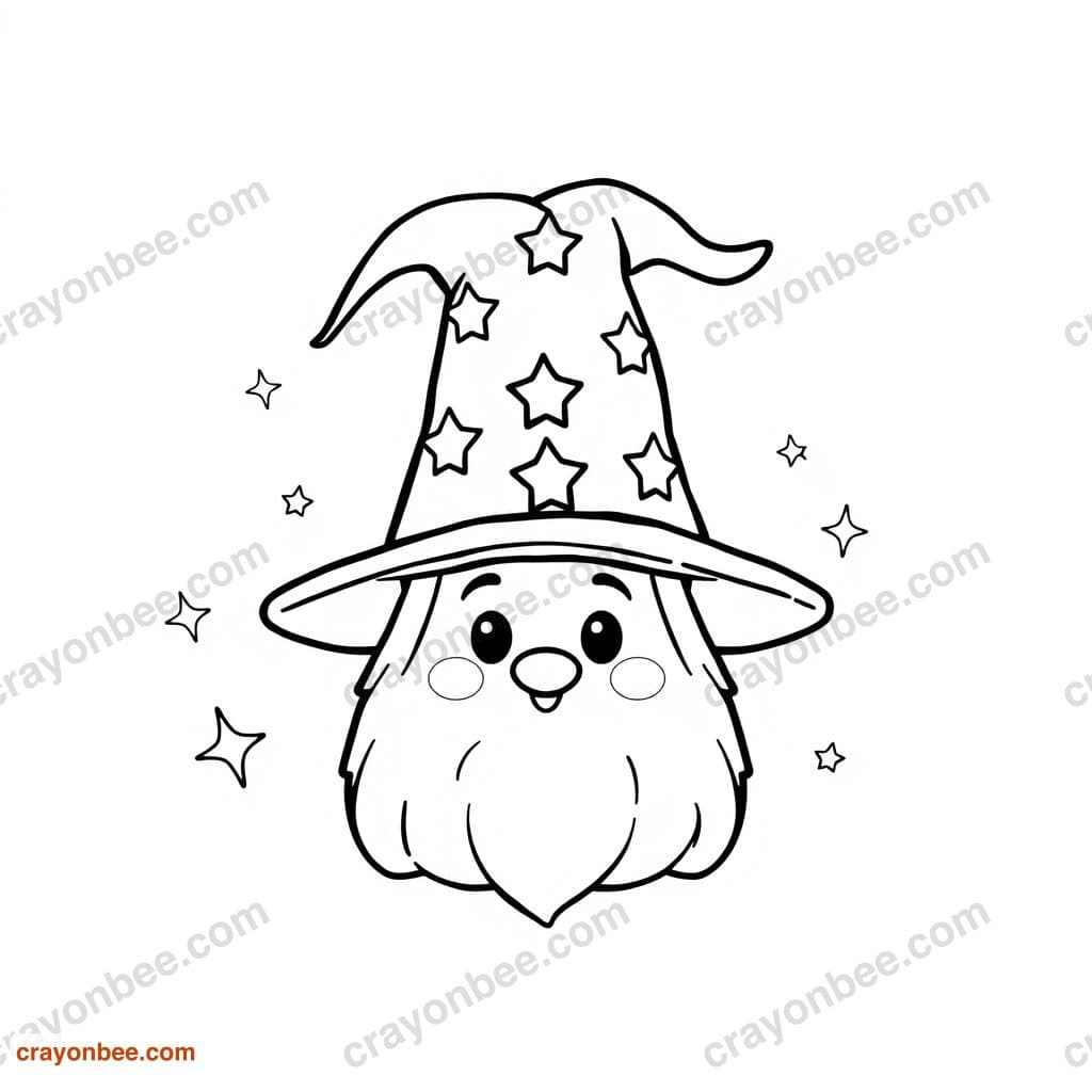 Wizard Hat Coloring Page — Free Printable PDF