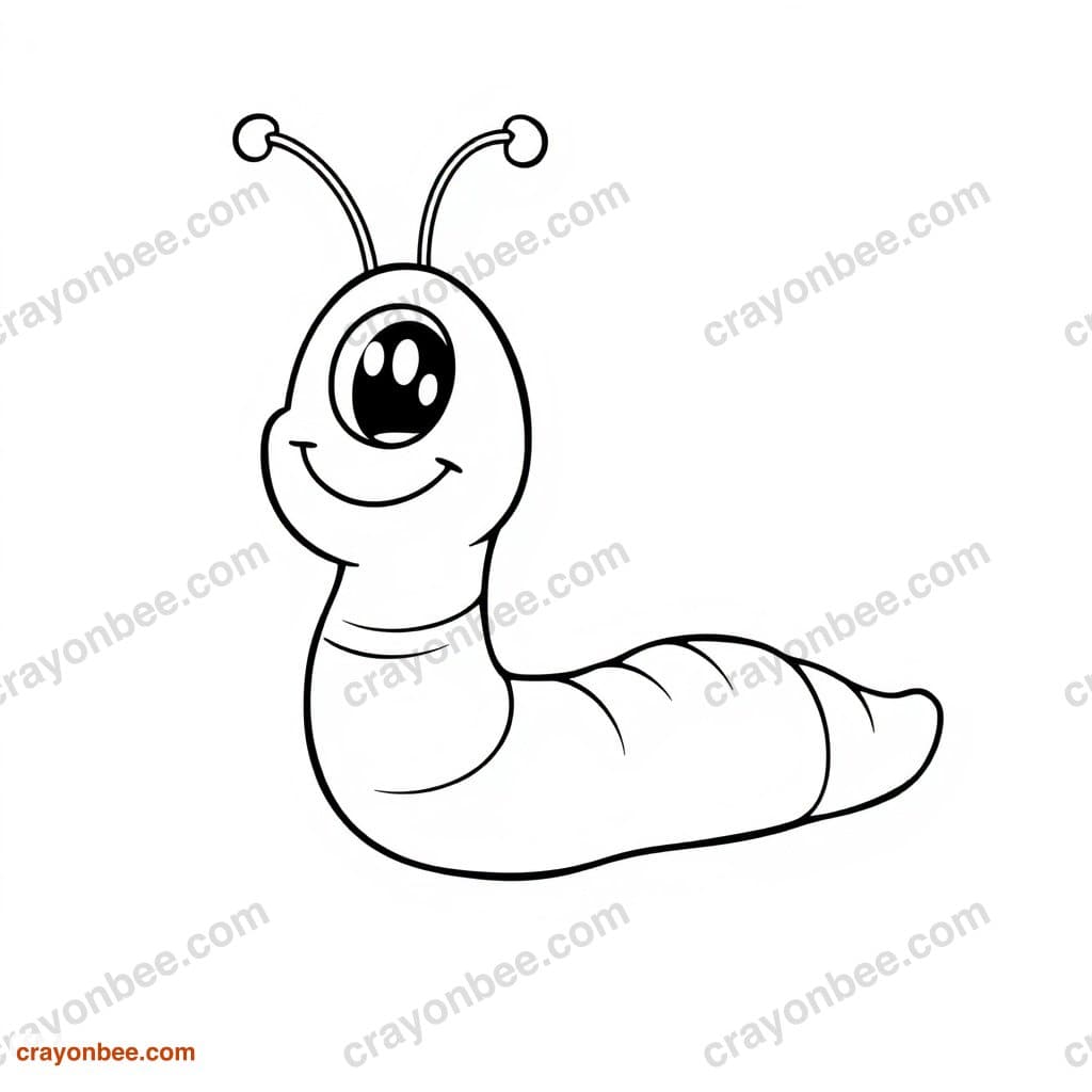 Worm Smiling Coloring Page — Free Printable PDF