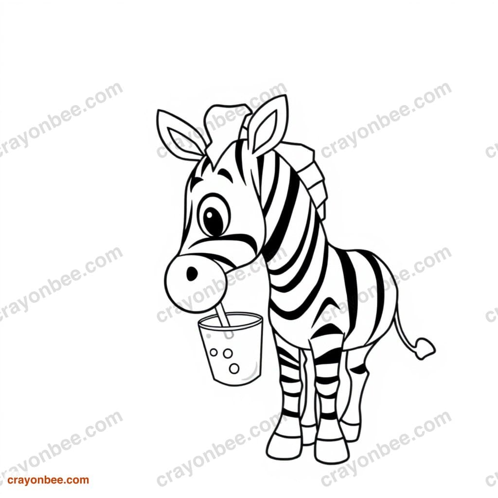 Zebra Drinking Coloring Page — Free Printable PDF