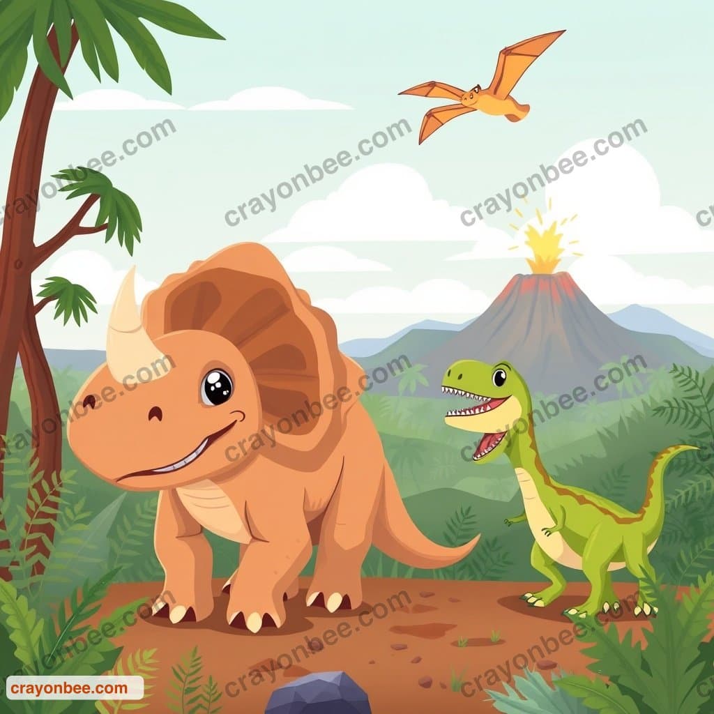 Spot the Differences — dinosaur land Scene (Free Printable)