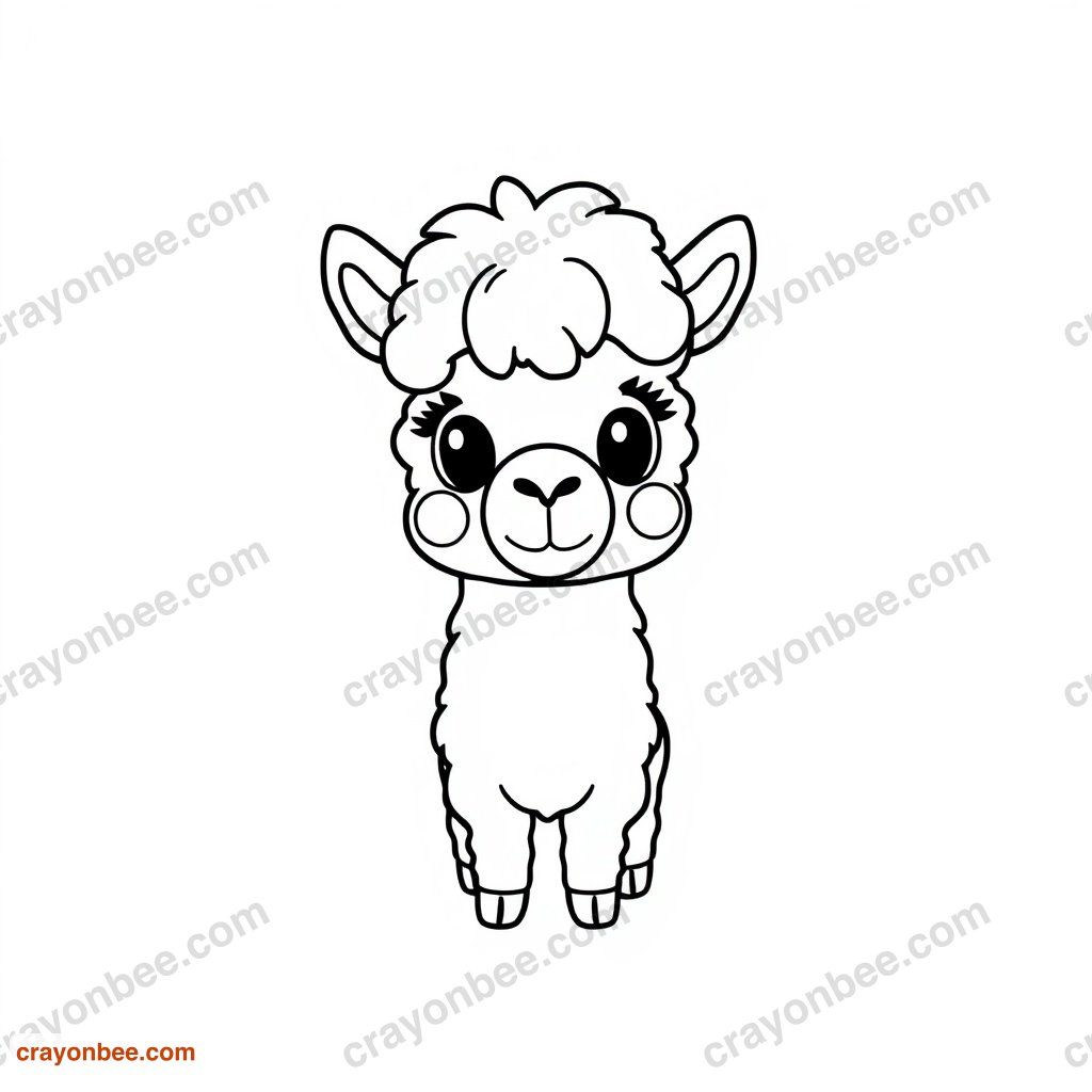 Alpaca Coloring Page — Free Printable PDF