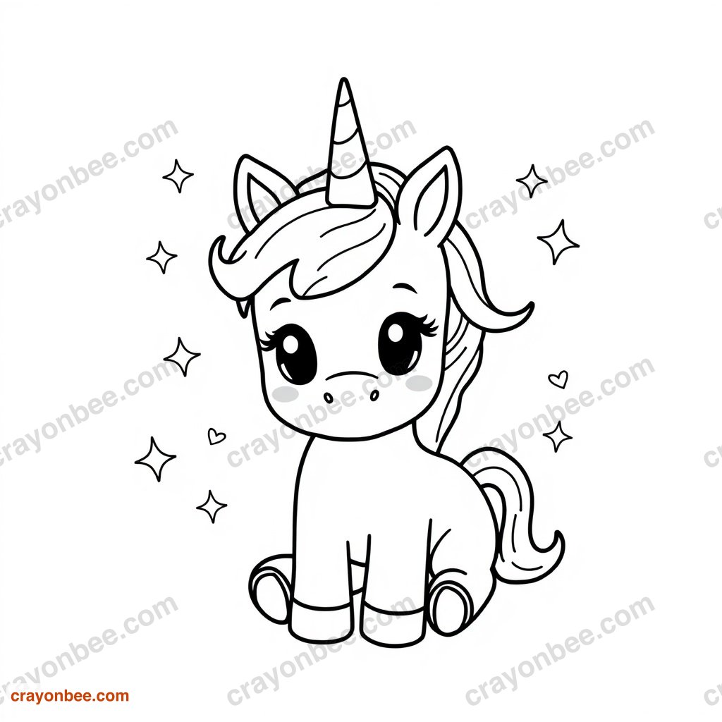 Baby Unicorn Coloring Page — Free Printable PDF