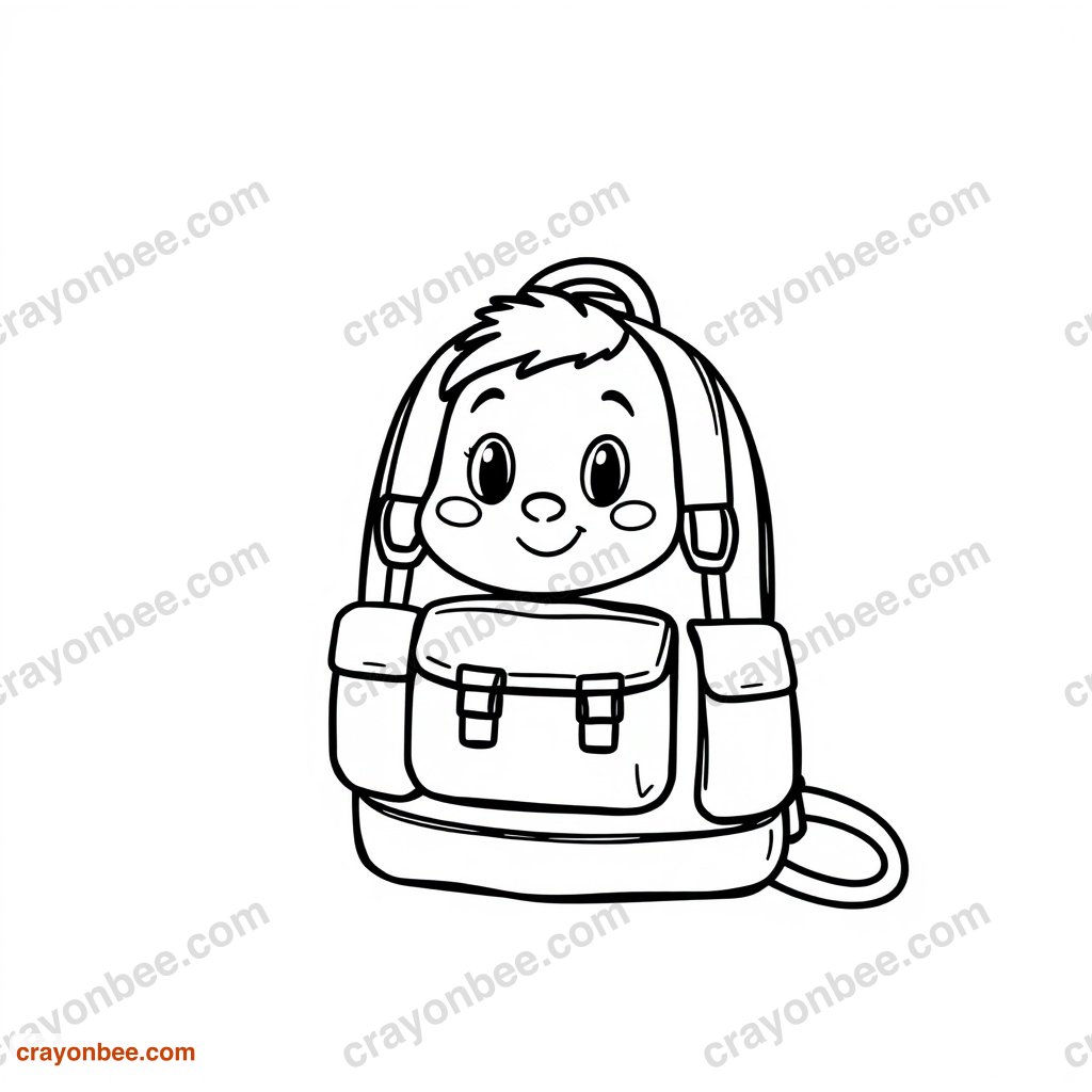 Backpack With Books Coloring Page — Free Printable PDF