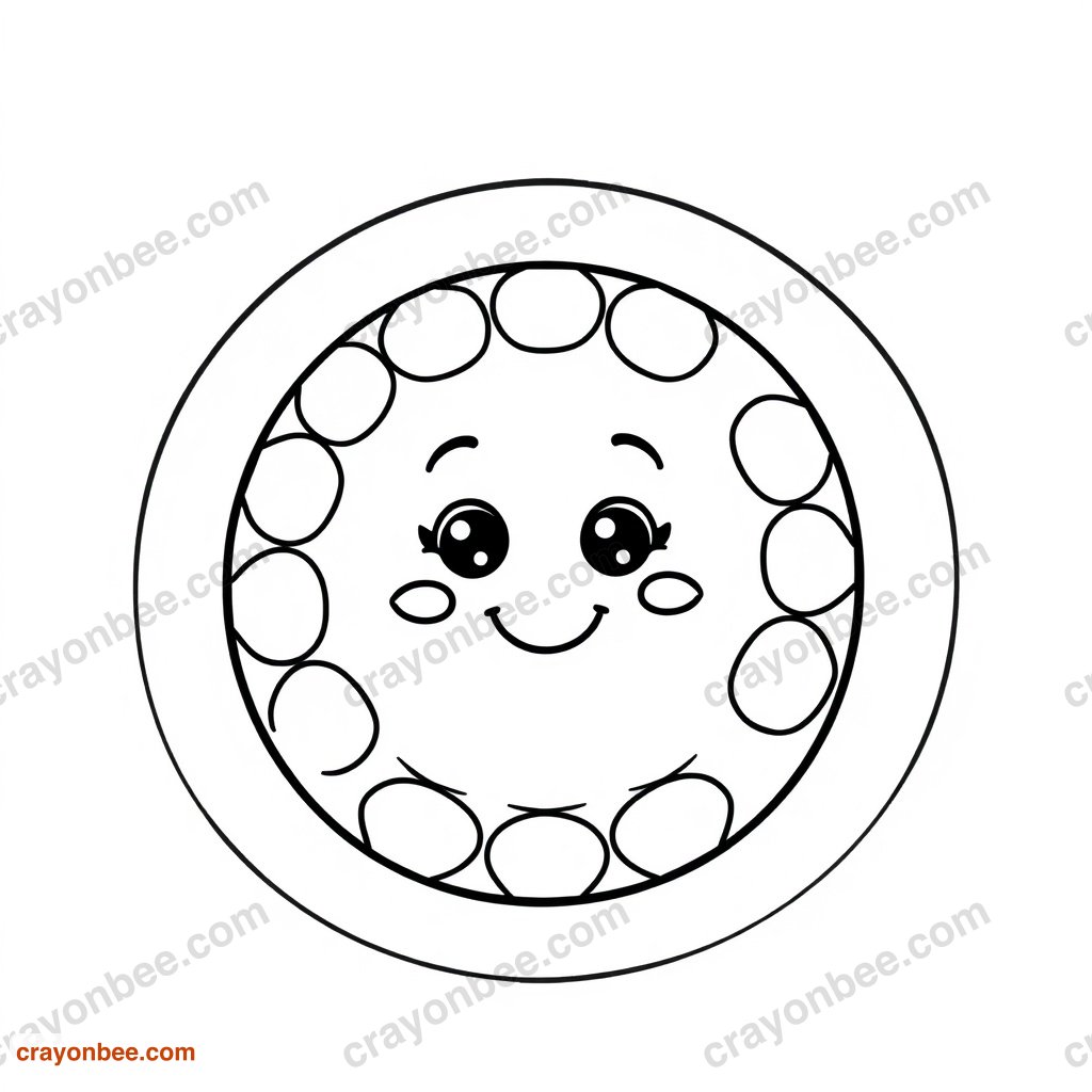Big Circle With Small Shapes Inside Coloring Page — Free Printable PDF