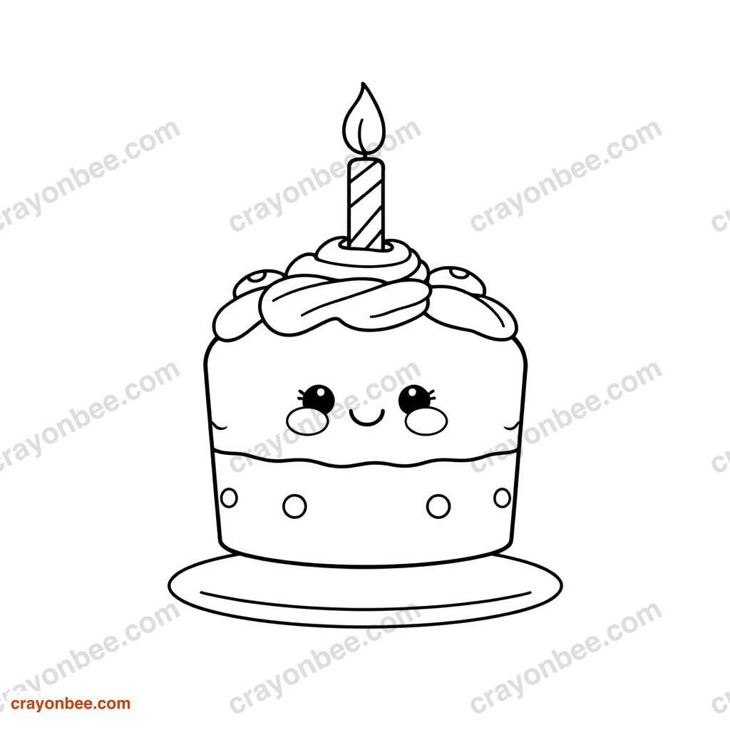 Birthday Cake Coloring Page — Free Printable PDF