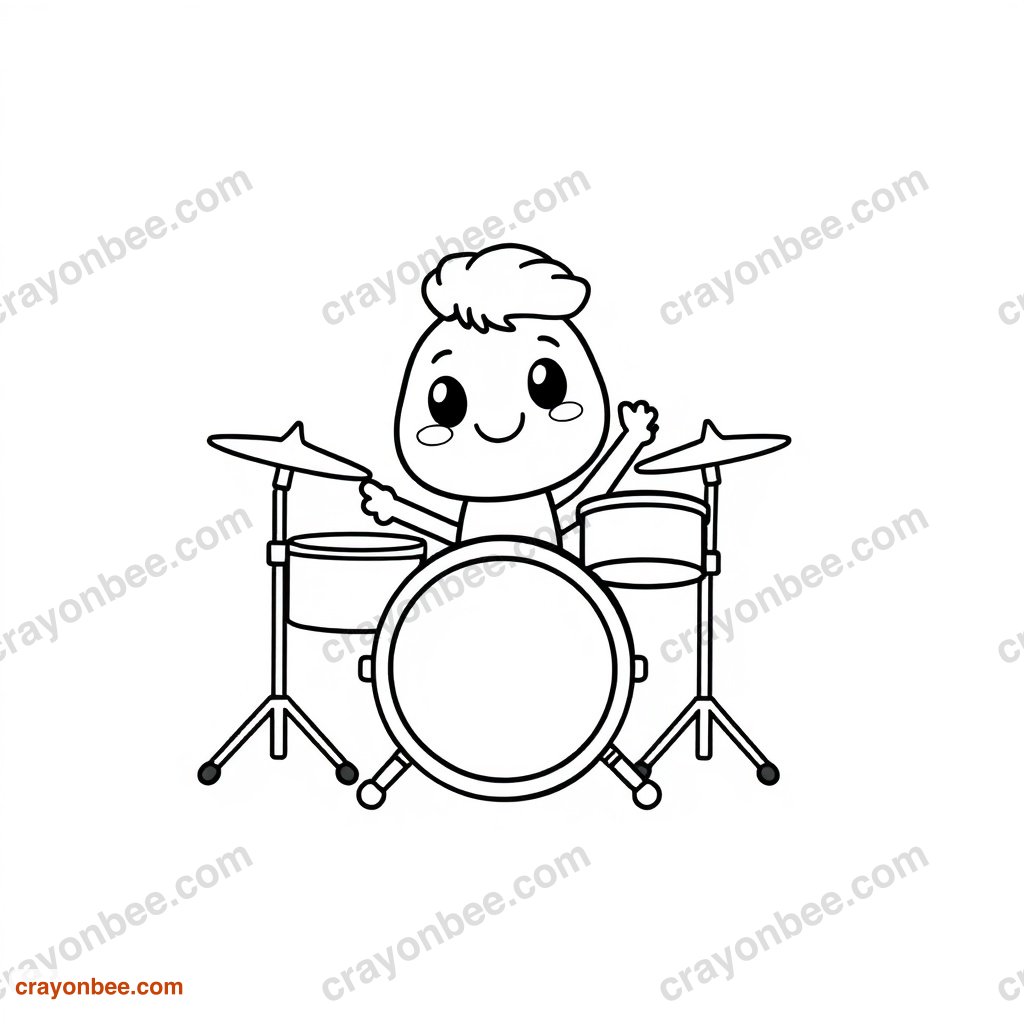Drum Set Coloring Page — Free Printable PDF