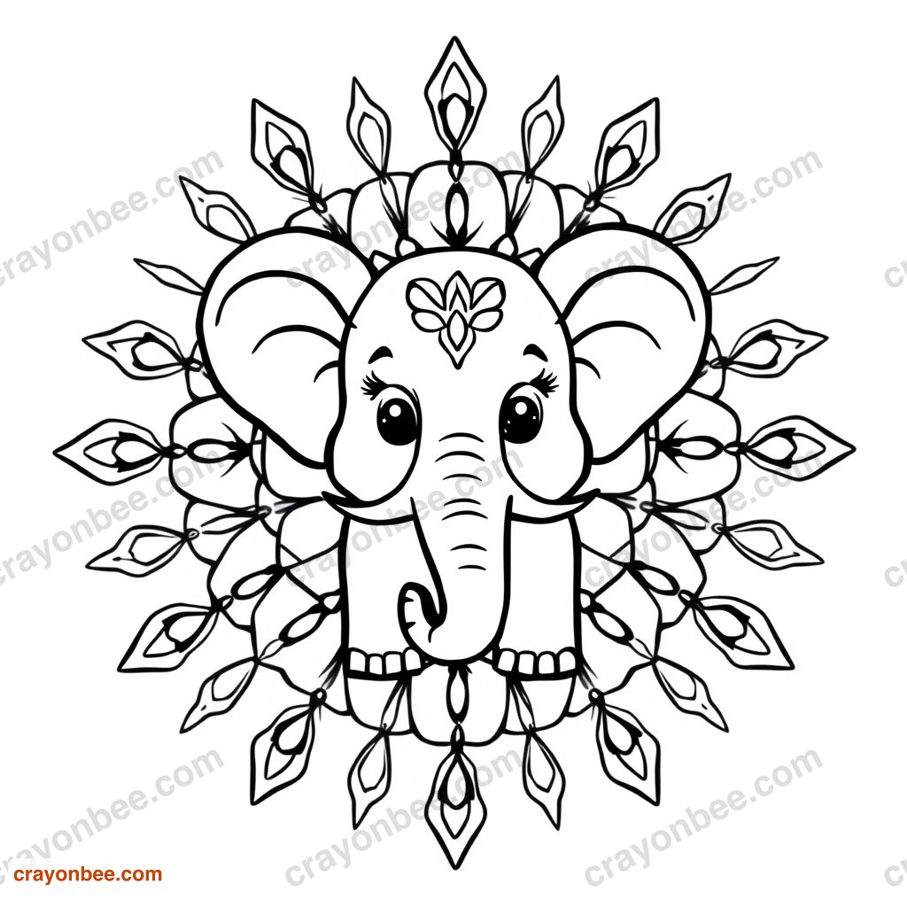 Elephant Mandala Coloring Page — Free Printable PDF