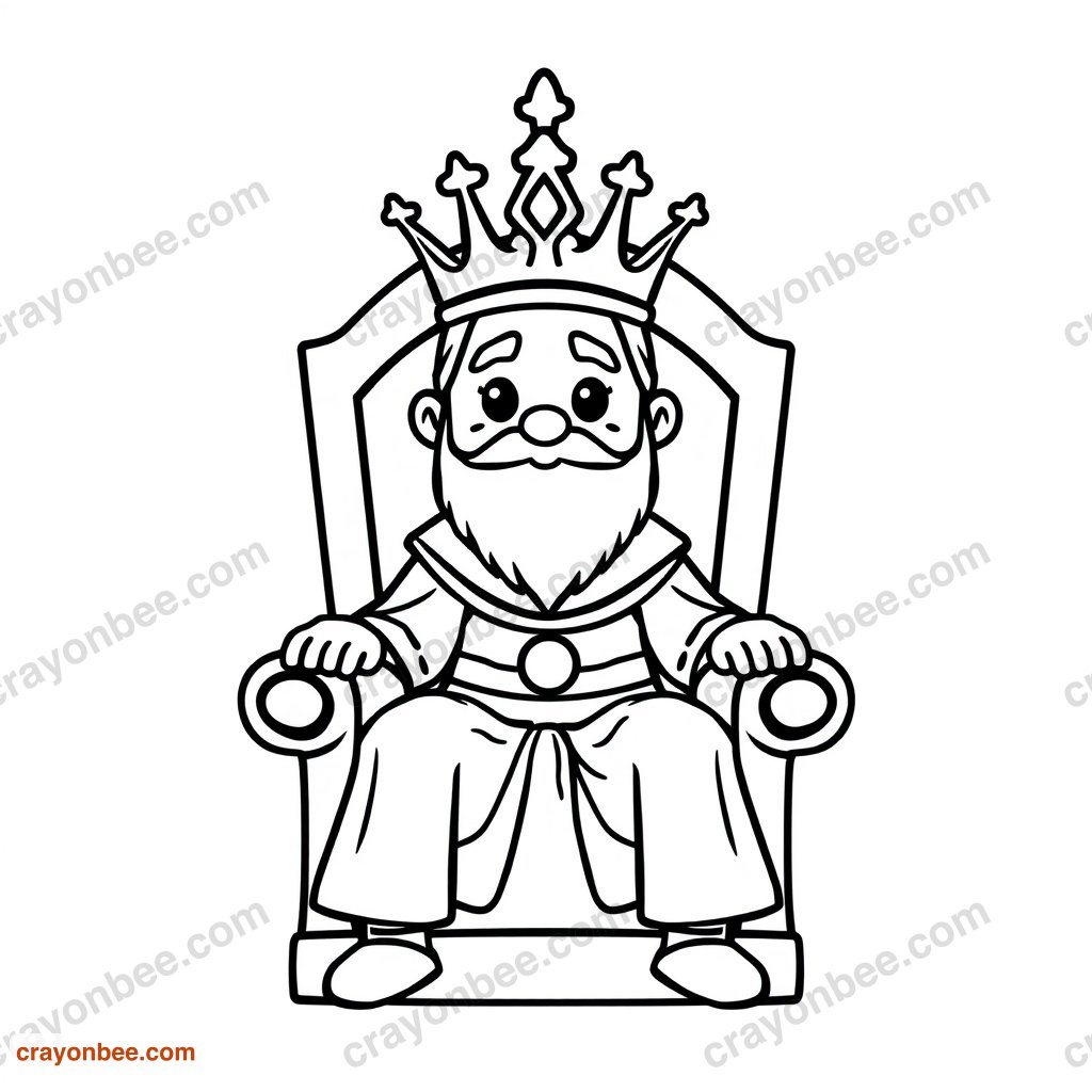 King On Throne Coloring Page — Free Printable PDF
