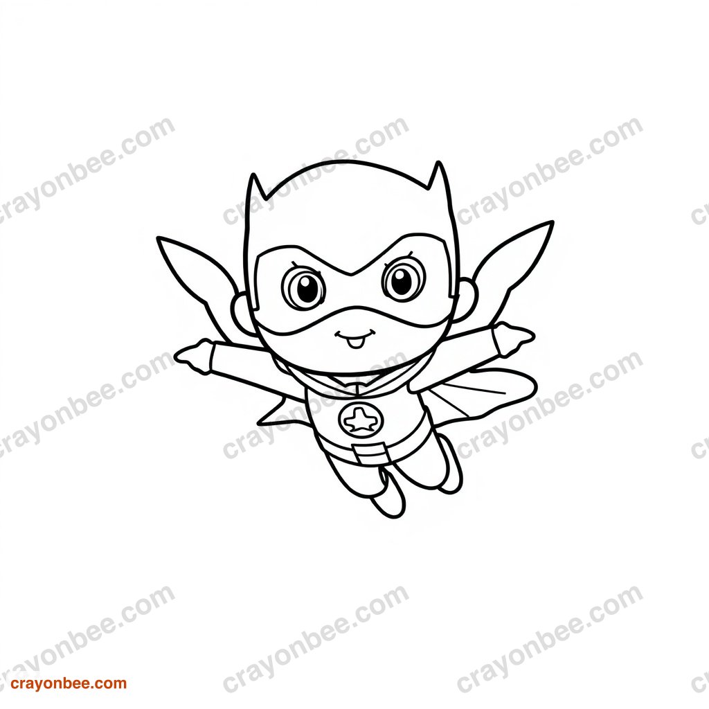 Masked Superhero Flying Coloring Page — Free Printable PDF