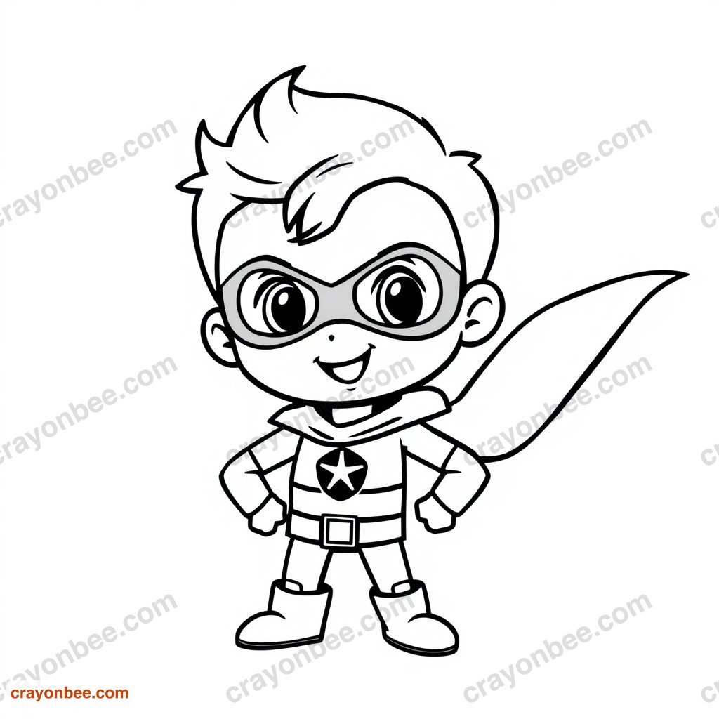 Superhero Boy Coloring Page — Free Printable PDF